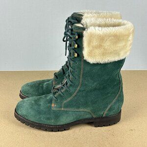 Cole Haan Nike Air Suede Mid Calf Lace Up Boots Womens 9 Green Waterproof